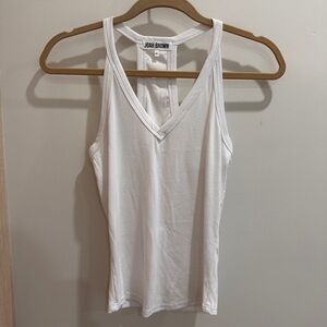 Joah Brown V-Neck White Tank Top